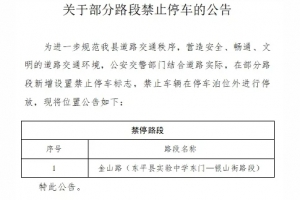 注意！東平這個路段禁止停車